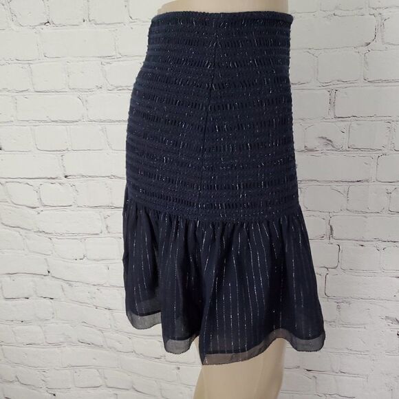 𝅺DEREK LAM 10 CROSBY blue silver metallic silk skirt 0 - Picture 3 of 6